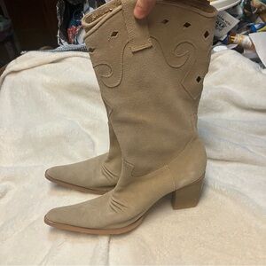 Penny Loves Kenny Tan Suede Western Boots